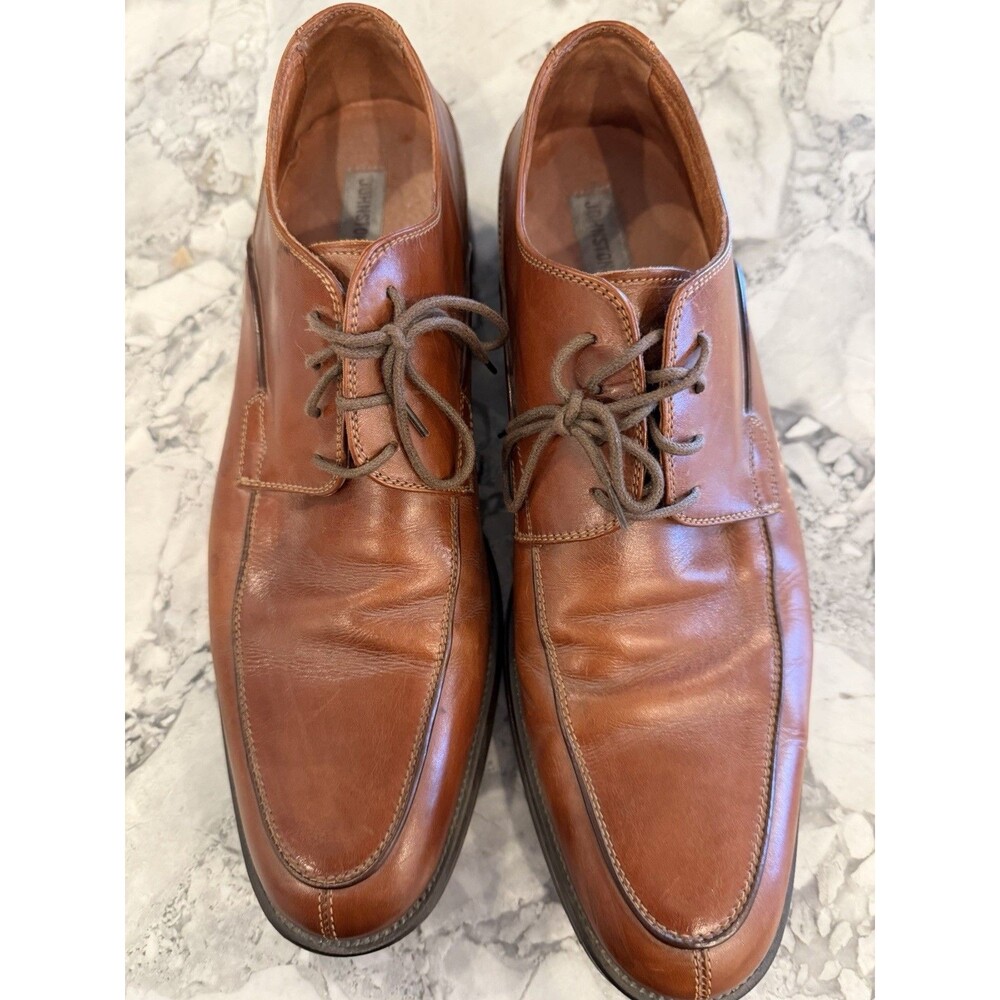 Johnston & Murphy Mens 10M Brown Leather Split Toe Derby Oxford Shoes